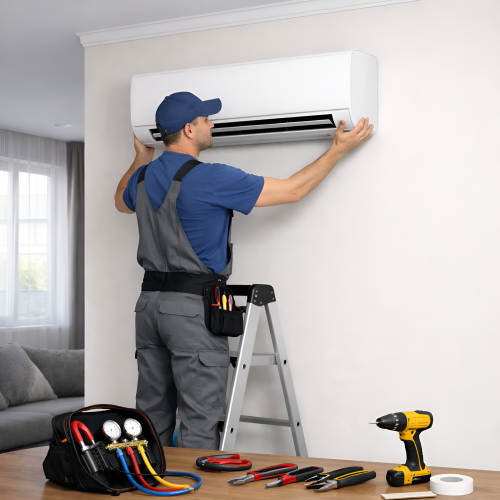 Стандартный монтаж кондиционера мощностью охлаждения до 3,0 кВт